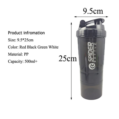 Sports Shaker Bottle Whey Protein Powder Mixing Bottle Sports Nutrition Protein Shaker Fitness Water Bottle With Three-layer