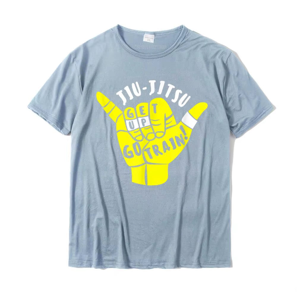 Go Train Jiu Jitsu Shirt for BJJ Gift Printed on Funny Tees Slim Fit Cotton Boy Tshirts Christmas Streetwear