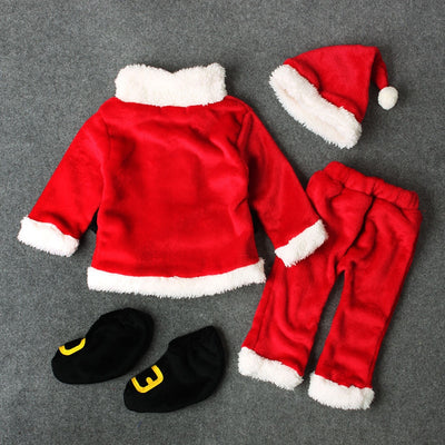Baby Christmas Clothes 4PCS Newborn Infant Baby Santa Christmas Tops+Pants+Hat+Socks Outfit Set Costume Xmas Winter Clothing