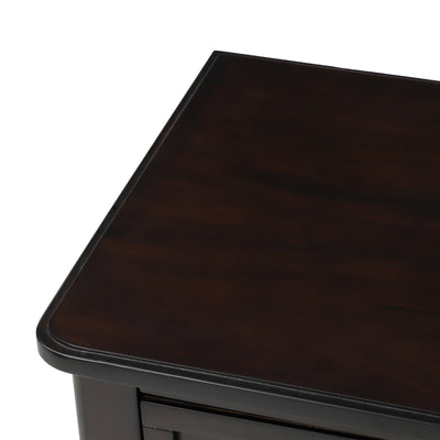 TREXM Narrow Console Desk, Ultra Thin Sofa Table with Three Storage Drawers and Living Room Bottom Shelves (Espresso)
