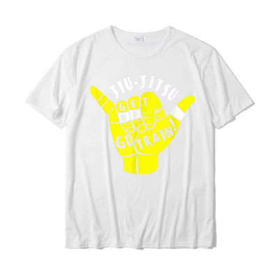 Go Train Jiu Jitsu Shirt for BJJ Gift Printed on Funny Tees Slim Fit Cotton Boy Tshirts Christmas Streetwear