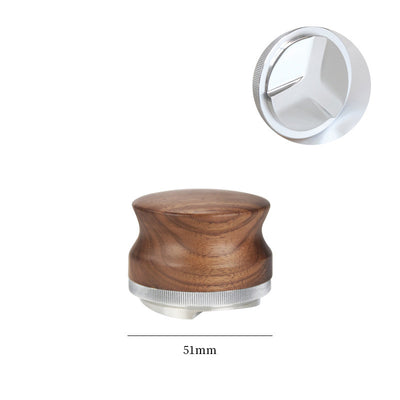 Coffee Distributor Adjustable Depth Coffee Tamper Leveler with Walnut Wood Handle