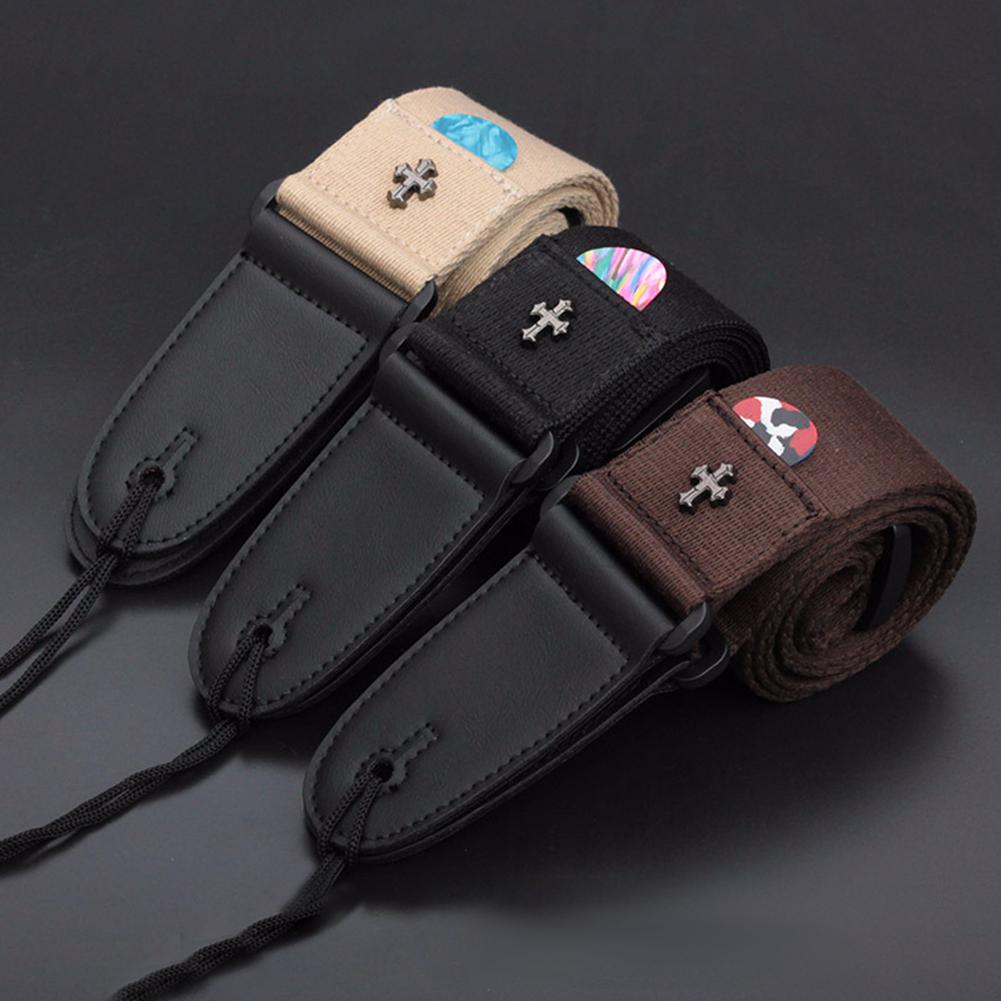 Electric Guitar Strap Acoustic Folk Guitarra Belt Straps Vintage Cross Personality Guitar Straps with Pick Pocket