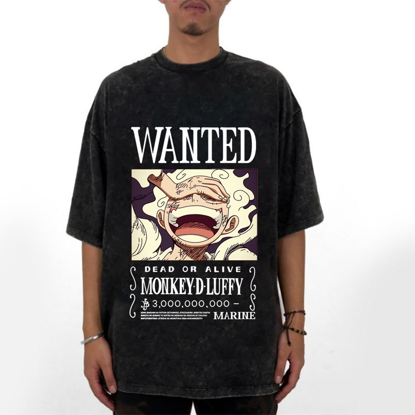 Washed and distressed short sleeved T-shirt, Japanese anime Nika form, Luffy pure cotton T-shirt