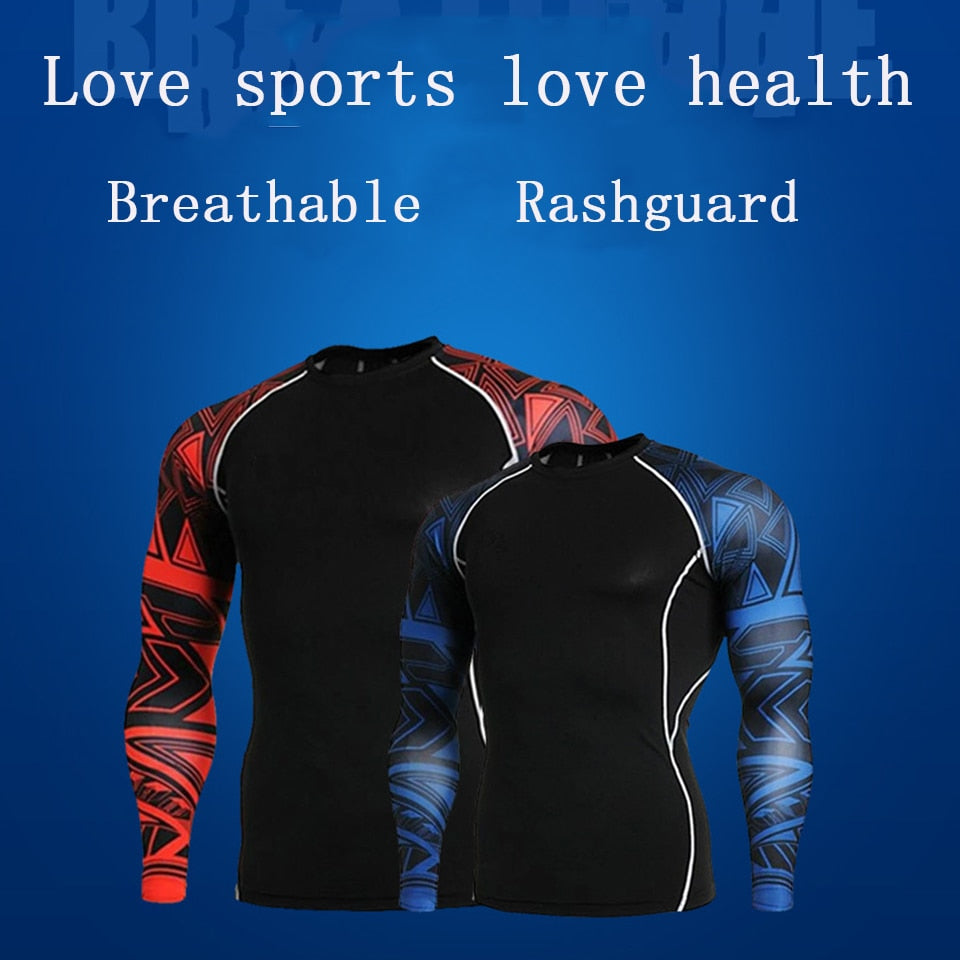 Fitness MMA Boxing Shirt Men Rashguard mma Bjj Jiu jitsu Long Sleeve T Shirt Muay thai Men Skull Print 3D Boxing Jerseys Tops