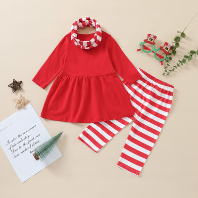 Baby Girl Clothes Newborn Infant Christmas Set Cartoon Santa Claus Dress Top Pants Cap Outfits Clothes Baby Girls Clothing Suit