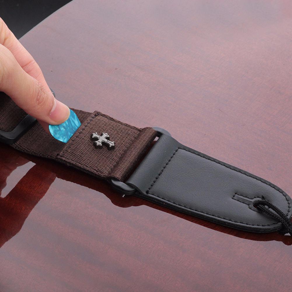 Electric Guitar Strap Acoustic Folk Guitarra Belt Straps Vintage Cross Personality Guitar Straps with Pick Pocket