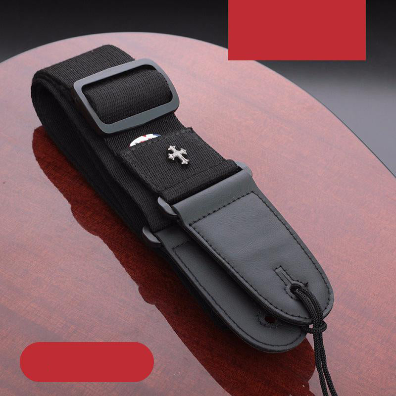 Electric Guitar Strap Acoustic Folk Guitarra Belt Straps Vintage Cross Personality Guitar Straps with Pick Pocket