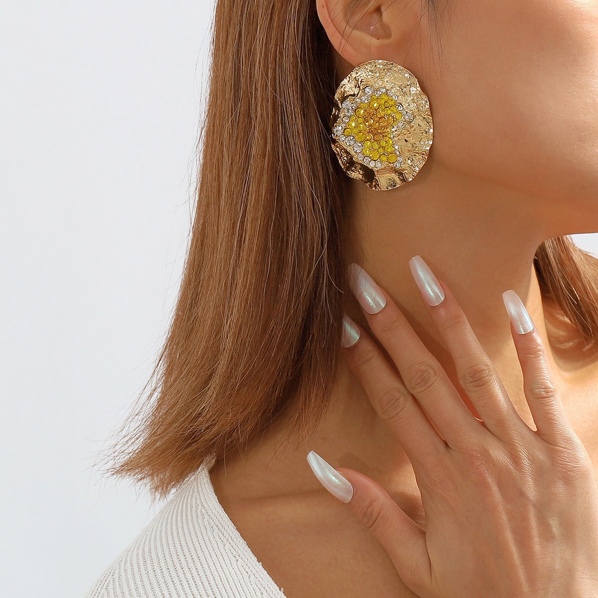 Exaggerated Temperament Irregular Round Earrings for Woman