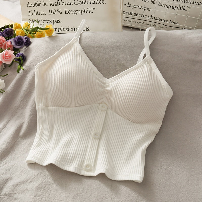 Woman Knitted Tank Top Women Strap Vest Sexy Female Knitting Crop Top
