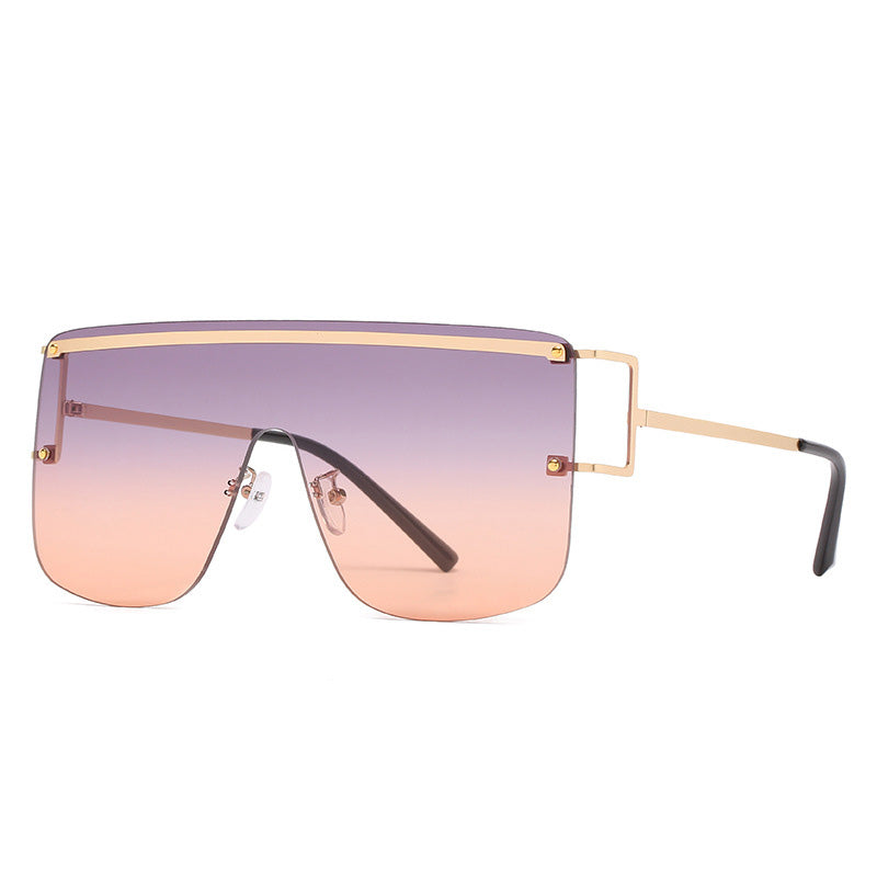New Style One Piece Sunglasses Fashion Rimless Sunglasses Women's Trendy Sunglasses