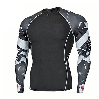 Fitness MMA Boxing Shirt Men Rashguard mma Bjj Jiu jitsu Long Sleeve T Shirt Muay thai Men Skull Print 3D Boxing Jerseys Tops
