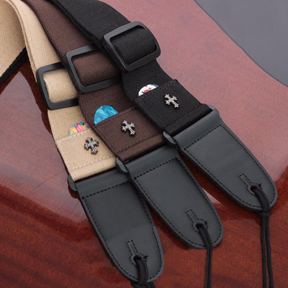 Electric Guitar Strap Acoustic Folk Guitarra Belt Straps Vintage Cross Personality Guitar Straps with Pick Pocket