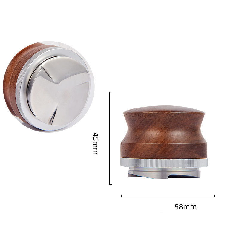 Coffee Distributor Adjustable Depth Coffee Tamper Leveler with Walnut Wood Handle