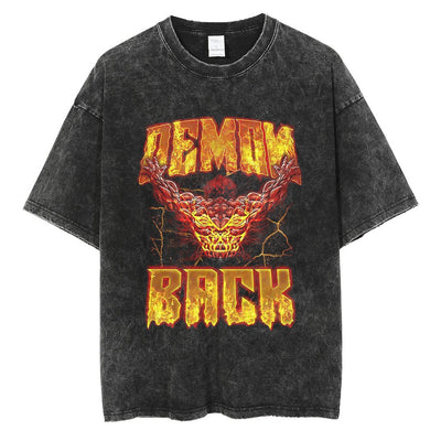Anime cartoon wash and distressed men's short sleeved short T
