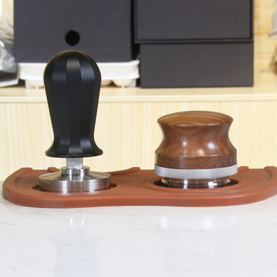 Coffee Distributor Adjustable Depth Coffee Tamper Leveler with Walnut Wood Handle