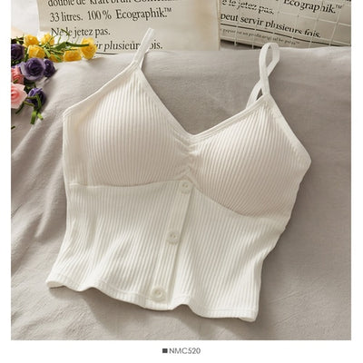Woman Knitted Tank Top Women Strap Vest Sexy Female Knitting Crop Top