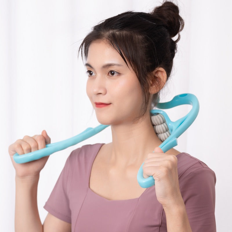 Cervical Massager Manual Massage Neck and Shoulder Massager Six Wheel Massager Neck Clamp Divine Tool