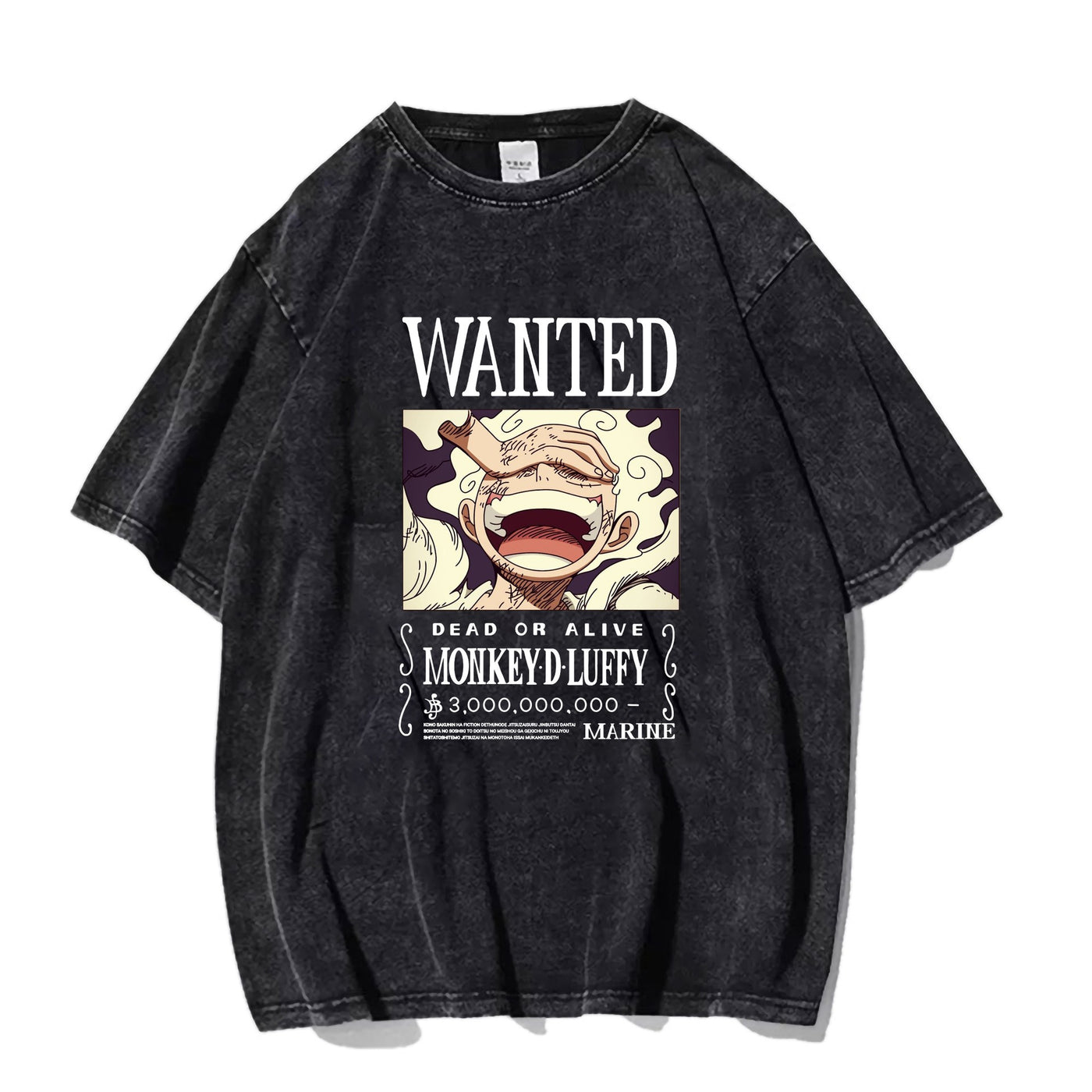 Washed and distressed short sleeved T-shirt, Japanese anime Nika form, Luffy pure cotton T-shirt