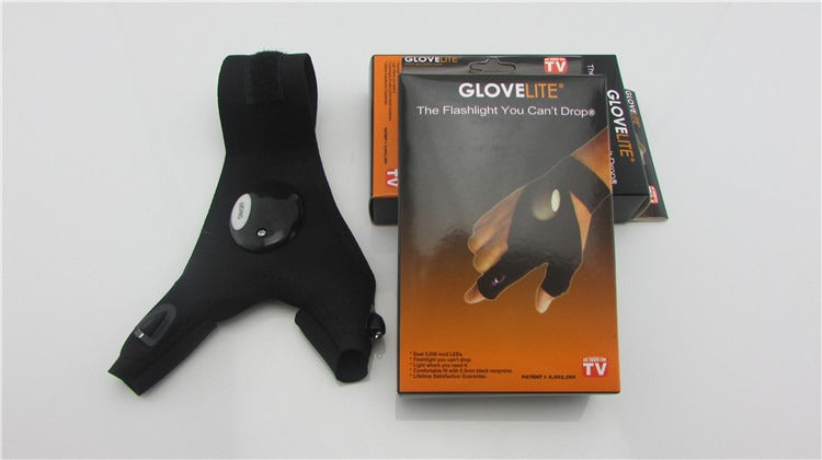 LED Flashlight Fishing Maintenance Camping Running Riding Lighting Half Finger Light Night Fishing Gloves Night Running Light Gloves