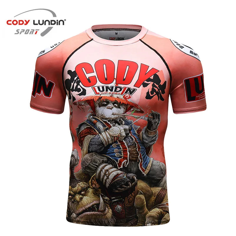 MMA T-Shirts + Muay Thai Shorts Sets Bjj Rashguard for Men Mma Shorts Kickboxing Boxing Clothes Compression Jiu Jitsu Gi T-Shirt