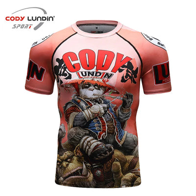 MMA T-Shirts + Muay Thai Shorts Sets Bjj Rashguard for Men Mma Shorts Kickboxing Boxing Clothes Compression Jiu Jitsu Gi T-Shirt
