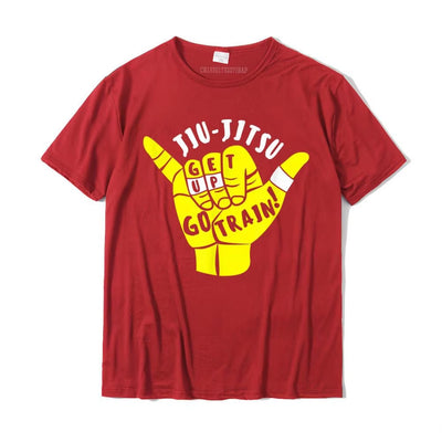 Go Train Jiu Jitsu Shirt for BJJ Gift Printed on Funny Tees Slim Fit Cotton Boy Tshirts Christmas Streetwear