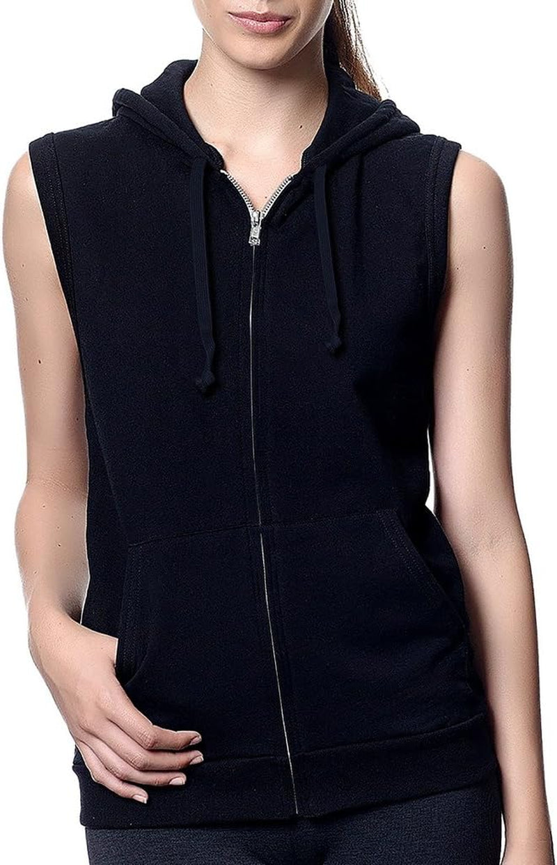 Junior'S Japanese Jiu Jitsu Black Sleeveless Fleece Zipper Hoodie
