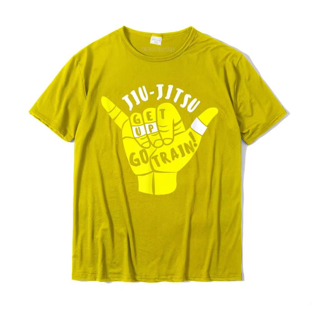 Go Train Jiu Jitsu Shirt for BJJ Gift Printed on Funny Tees Slim Fit Cotton Boy Tshirts Christmas Streetwear